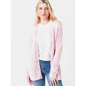 ATM Pink Speckled Cashmere Cardigan Sweater